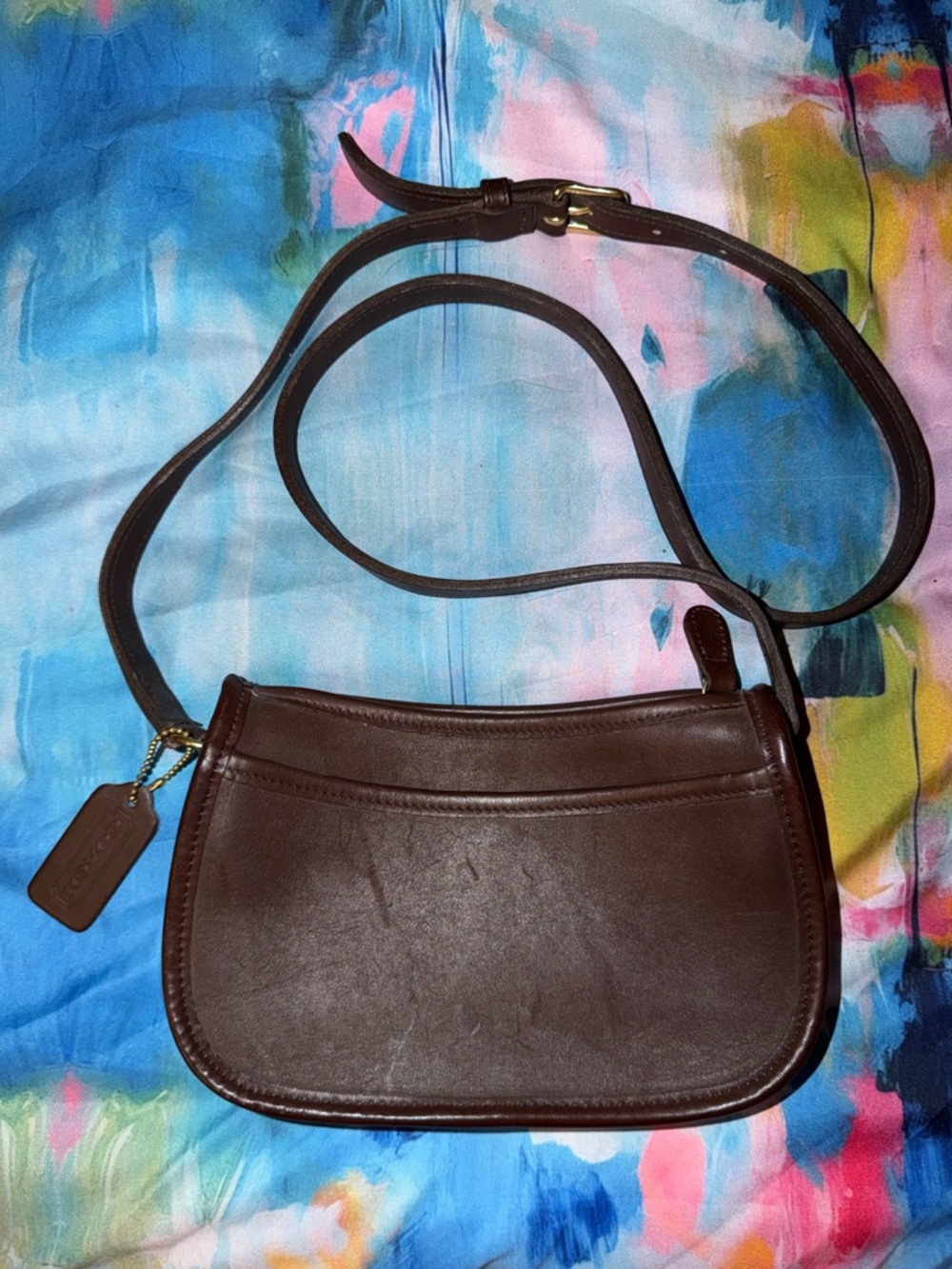 Vintage Coach Wendie Dark Brown Leather Crossbody Bag Style 9031